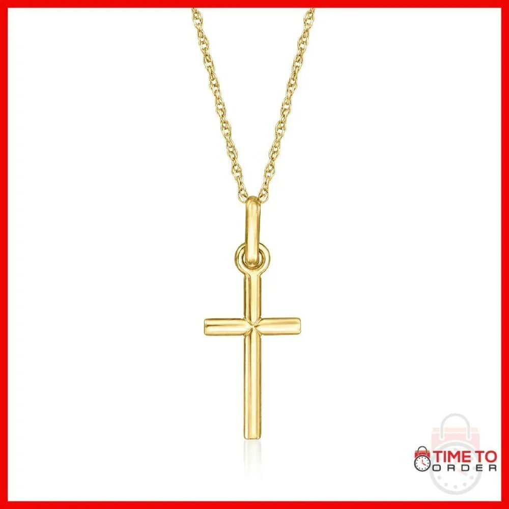 14kt Gold Cross Pendant Necklace 18 Inch Chain Women's Jewelry